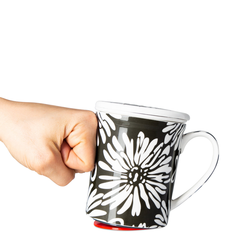 Mighty Mug Ceramic 12 oz : Black Floral