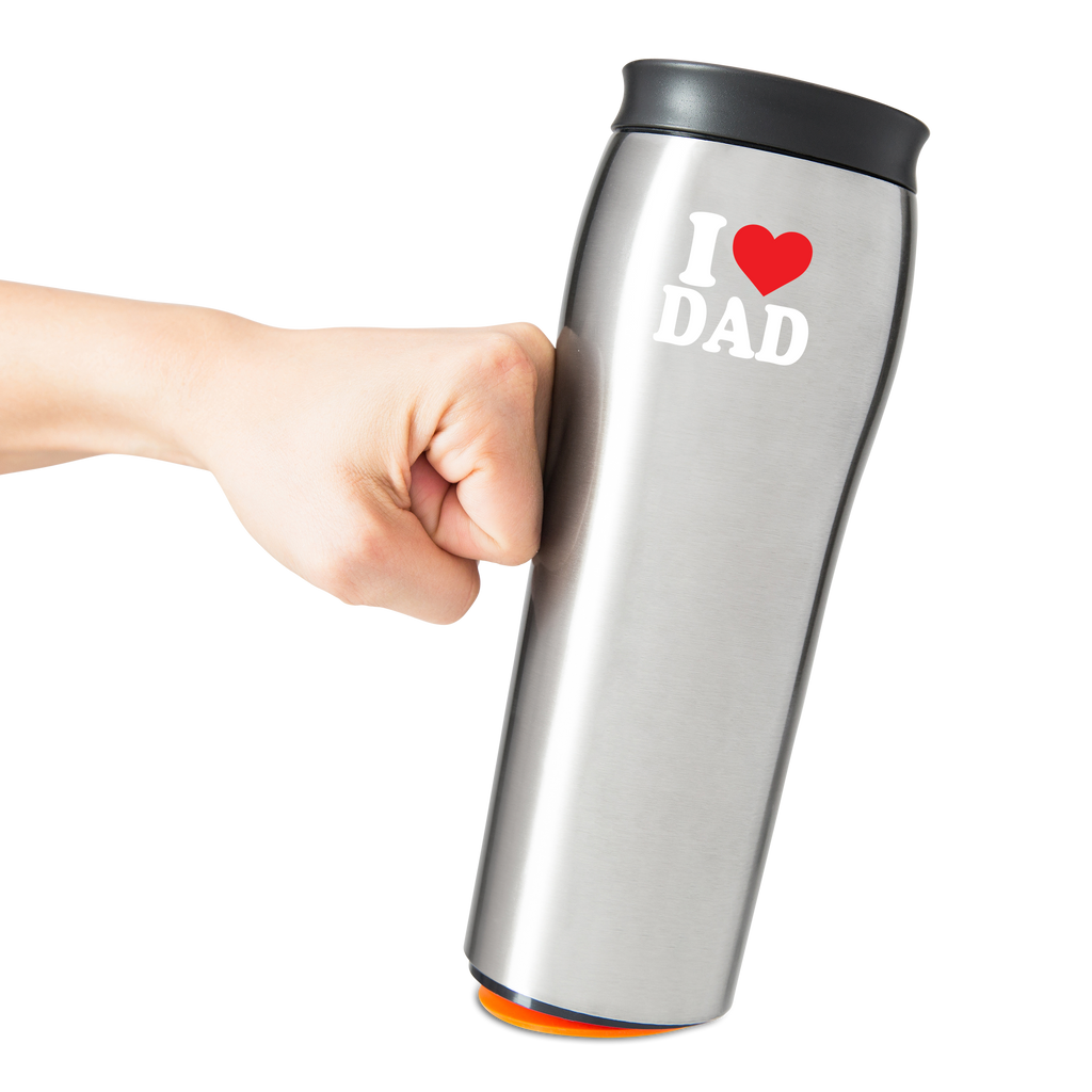 Mighty Mug Go - Stainless Steel - Silver (I Love Dad) - 16 oz