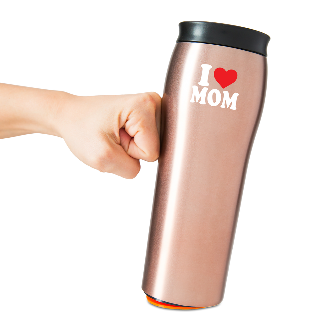 Mighty Mug Go - Stainless Steel - Rose Gold (I Love You Mom) - 16 oz