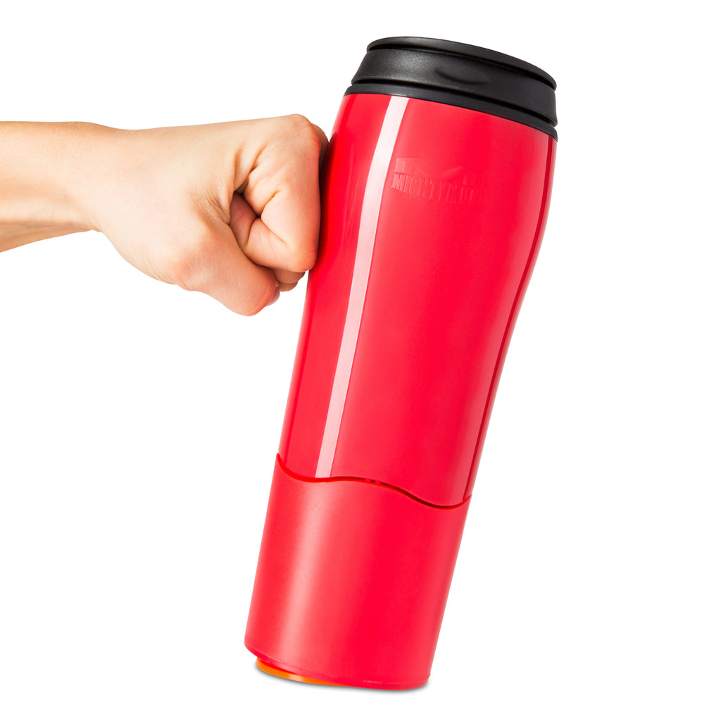 Mighty Mug: Untippable insulated travel mug.